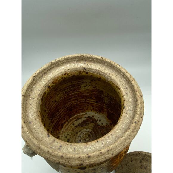 Vintage MCM pottery Stoneware  jar with‎ lid Canister Cookie jar - Picture 4 of 8